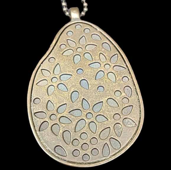 CLAIRE'S PEACOCK FEATHER BOHO NECKLACE-BRASS TONE 26" BEAD CHAIN - Picture 3 of 6